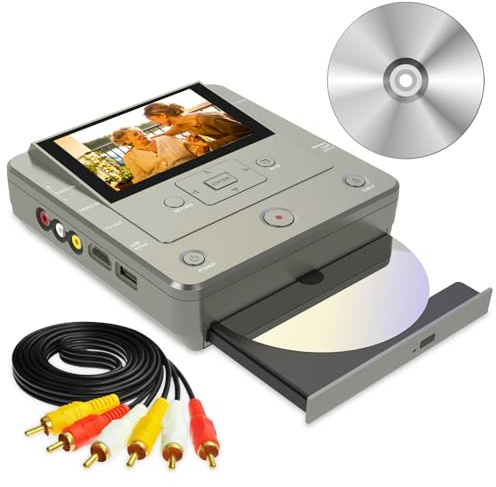VHS to DVD Recorder, VCR VHS to DVD Converter, TV to USB SD HDD Device, Record VHS VCR Camcorder Video via AV Input, No PC Required, Smartphone WiFi Media Copy Recorder, Includes 10 Free DVD-R