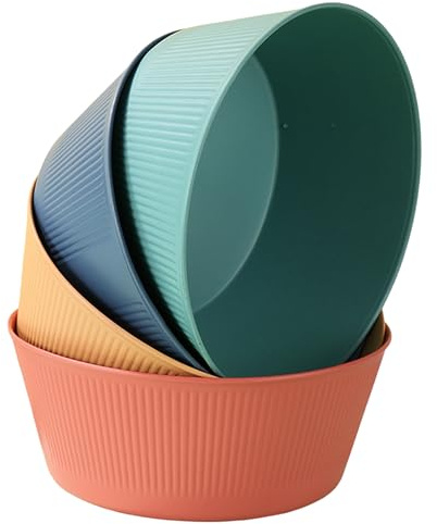 GZTFPQ Lot de 4 grands bols à céréales de 2,0 L, bols légers en plastique pour salade, fruits, soupe, pâtes et pique-nique, adaptés au micro-ondes et au lave-vaisselle, idéaux pour la maison et les