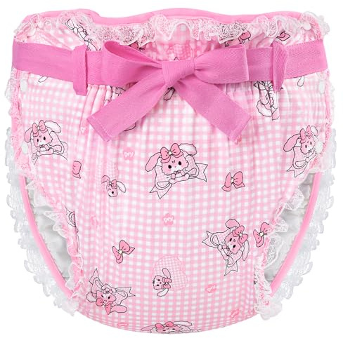 LittleForBig Sidenbyxor Omutsu för blöjor för vuxna, tvättbara, justerbara, återanvändbara och vattentäta blöjskydd, harar och rosetter, Usagi rosa, XL