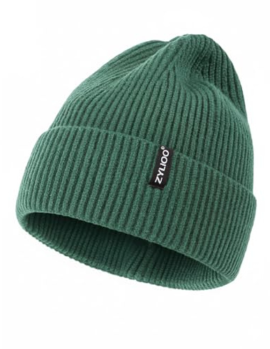 Zylioo XS/S/M/XL/XXL/3XL stickad mössa för stort huvud, vintermössa, beanie, mössa med paraply, överdimensionerad vinter, varm, stickad mufflad klockmössa, Grön, XXL-3XL