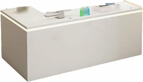 Bureau de réception moderne en forme de L avec tiroir verrouillable, comptoir avant élégant pour églises, salons de beauté et podiums de conférenciers – Meuble de réception fonctionnel et élégant