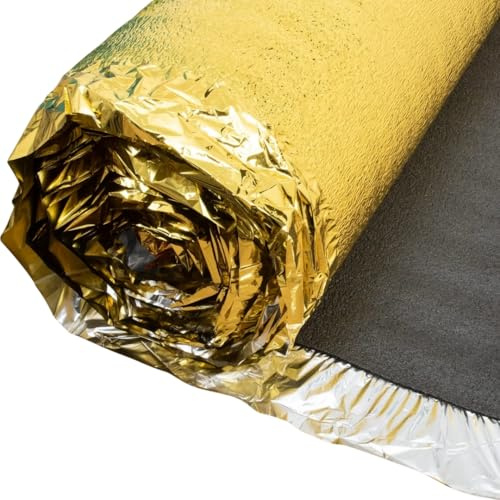 Gold Foam Underlay 15m² for Laminate & Hard Wood Flooring - 5mm Premium Foam Underlay with Moisture Barrier for Warmth Flooring Insulation, Sound Reduction & Easy DIY Laminate Installation