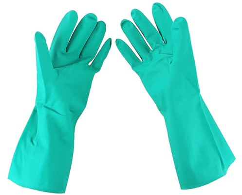 Klanata NBR Resistant Gloves for Industrial Work - Nitrile Rubber Protection Against Alkali Solvent and Oil - Sandy Non Slip Grip - Heavy Duty Wear Resistant - Model EN15Fx9 (EN15F*8)
