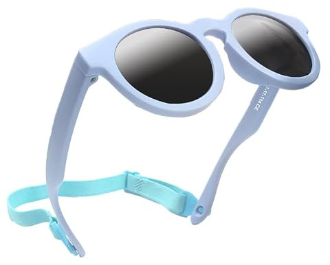 Ruayia Polarized Toddler Sunglasses,Baby Sunglasses with Adjustable Strap,Newborn Infant Toddler Sunglass,Durable Silicone Frame and Polarized UV400 Protection for Age 0-36 Months-Multicolor