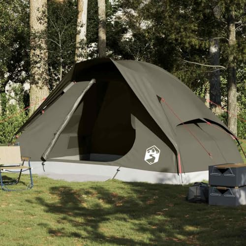 Ziaphsol Kupol familjetält 6 personer brun, vattentät polyester med PU-beläggning, avtagbar övertält, E-anslutning, 343 x 279 x 188 cm, bärbar för camping vandring vandring vandring utomhus
