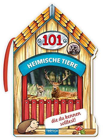 TRÖTSCH - Kinderlexikon 101 Heimische Tiere | Spannendes Sachbuch über heimische Tiere: Kinderlexikon in Futterkrippen-Form mit tollen Fotos, Fakten und Umhängeband für unterwegs | Ab 3 Jahren