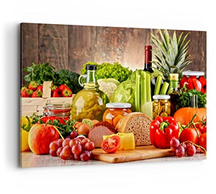 ARTTOR Leinwandbild 100x70cm Wandbild Küche - 3182 | Essen Gemüse Brokkoli Groß Wanddekoration Wohnzimmer Schlafzimmer Küche Wanddeko Wand Kunstdruck Wandkunst Wall Decor ARTTOR