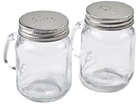 4.25oz Mason Salt & Pepper Glass Shaker with Metal Crew on Lid (Set of 2)