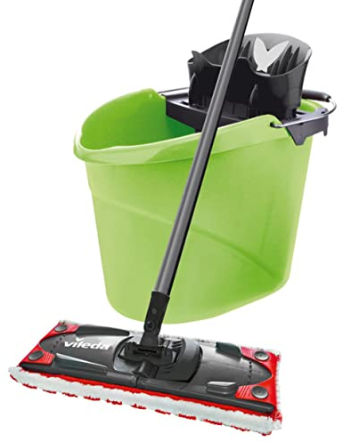 Vileda Komplettbox Ultramat-Set Completo 2 in 1, lavapavimenti e Secchio con PowerPresse, Verde, 29,5 x 45 x 28,5 cm, 2 unità