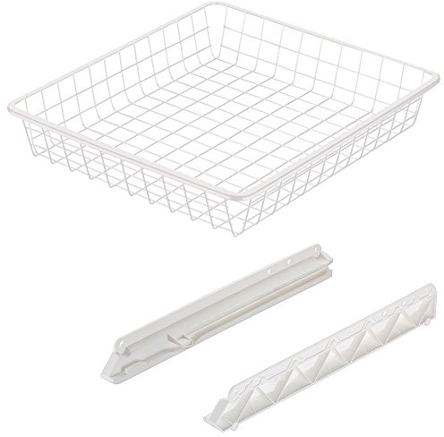 Gedotec Einhängeboden 600 mm Einhängekorb Küchen-Schränke mit Gleitschiene | Führungsschiene mit Drahtkorb für 60er Korpusbreite | Stahl weiß matt | 1 Set - Korbauszug für Möbel & Kleiderschränke