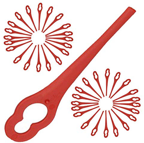 Spares2go Plastic Blades for Mac Allister MGT18 18V LI Cordless Strimmer Trimmer (Pack of 40, Red)