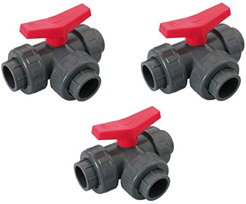 well2wellness® PVC-Kugelhahn 3-Wege Klebeanschluss mit T-Bohrung 40mm - 3 Stück (200206)