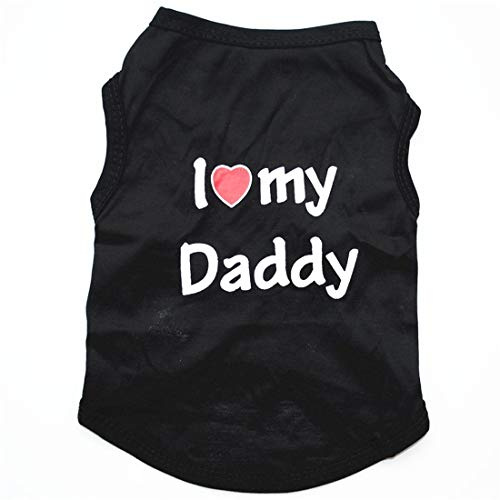 Pet Dog T-Shirt I Love My Daddy Mommy Vest Gift Costume Clothes for Small Puppy Cat Kitten Yorkshire Chihuahua Poodle Teacup Terrier Rabbit Baby Dogs (XL, Black-D)