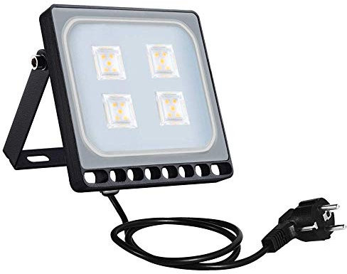 Sararoom 20W Projecteur LED Extérieur avec prise - IP65 Imperméable Spot LED Extérieur 2000LM 3000K Blanc Chaud Lampe Floodlight Idéal pour Jardin Garage Couloir Cour Terrasse Square éclairage