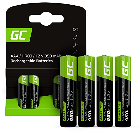 Green Cell Batterie Ricaricabili AAA 950mAh Ni-MH Precaricate – 4 Pezzi di Batterie AAA 1.2V per Uso Quotidiano, Ideali per Giocattoli, Telecomandi, Fotocamere e Altri Dispositivi Elettronici
