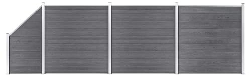 vidaXL WPC Zaun-Set 3 Quadrate + 1 Schräge 619x186 cm Grau