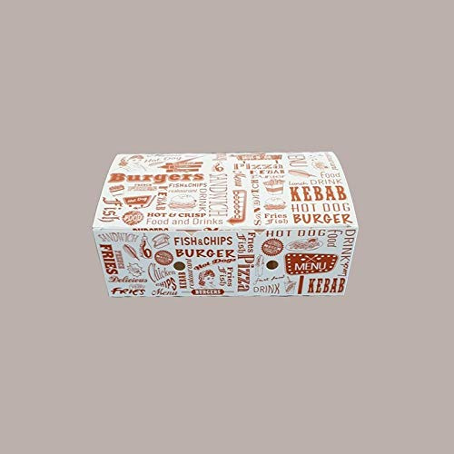 LUCGEL Srl 50 Pz Porta Crocchette Grande DRIVE-IN 200x120H70 Fritti Take Away Box Contenitori Alimenti Carta Asporto Food Delivery