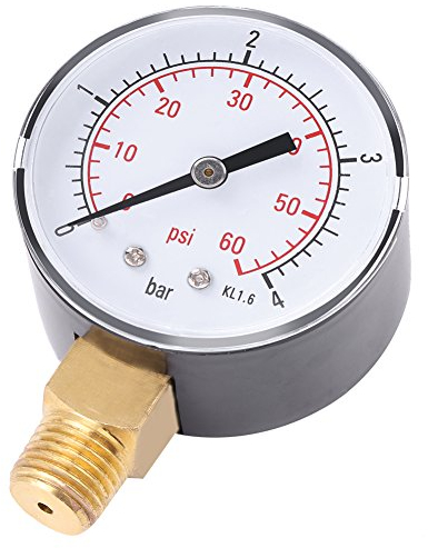 Oumefar 1/4 NPT Thread Super mini size Pressure Gauge Double Scale METAL Interface Water Pressure Meter Measuring Hydraulic Tool for Fuel Air Oil 0 60psi/0 4bar