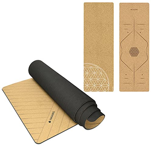 Cork Yoga Matte 183cm mit Gymnastik Ball und Yoga Tasche Kork Yogamatte Pilates Matte NEU + OVP