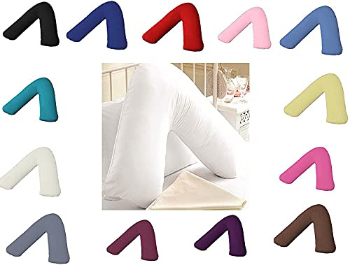 IBIZA DREAMS Marilyn Bed And Bath Polyester Cotton Back & Neck Support V Shaped With Free Pillow Cases Covers, Pregnancy Maternity Orthopedic Support Nursing Pillow Pillows.(Fuchsia)