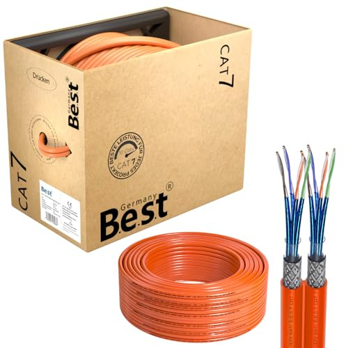 CAT 7 Duplex Netzwerkkabel 100m Reines Kupfer LAN Verlegekabel S/FTP 10Gbit | 100 % reines Kupfer, Duplex LAN Verlegekabel, Ethernet Installationskabel, S/FTP, PoE+, 10 Gbit, Router, Switch, Keystone