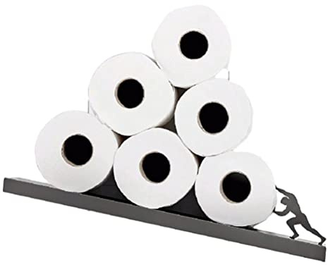 Bticx Toilettenpapierhalter – Schwebendes Regal, Toilettenpapierhalter, moderne lustige Silhouetten-Szene, Wandhalterung, Organizer Rollen, Taschentücher, kreatives