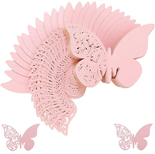 50 Pezzi Farfalle Segnaposto, Segnaposti Tavolo Carta, Posto Segnaposto Carta, Farfalla Decorazioni Perlato Rosa, Segnaposti di Farfalla, per Feste Matrimonio Nascita Laurea Festa