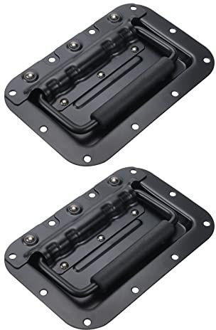 Tsnamay 6.34Inch Black Spring Loaded Handle Heavy Duty Handle for Toolbox Chest Case with Rubber Grip Surface Mounted(2 Pack)