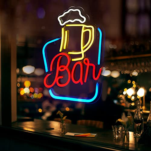 FITNATE Neon Bar Sign LED Light | Decorative Bar Open Wall Sign, Home Bar Store Party Decor, Brightness Adjustable,USB Powered