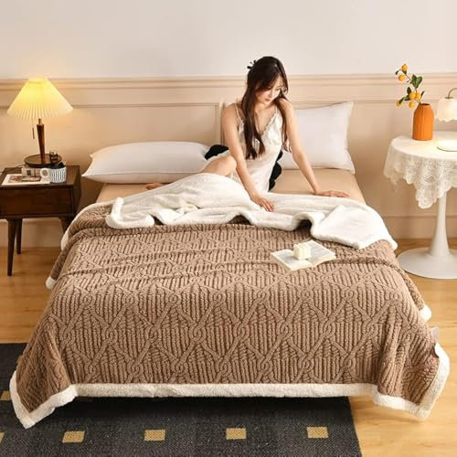 LUBOSE Decke Winter Warm Doppelschicht Kaschmir Verdickte Kaschmir Decke Einzelperson Doppelperson Multi Größe Decke Doppelseite Kaschmir Decke (100 x 150 cm, Khaki)
