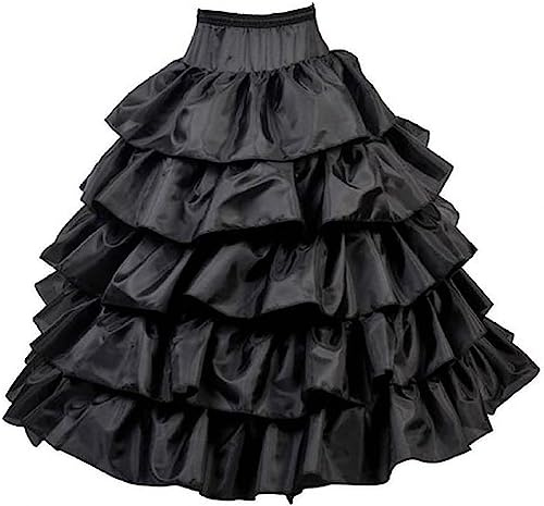 Linghe Weiß Reifrock Brautkleid Lang A-Linie Petticoat Rockabilly Barock Kleid Unterröcke für Hochzeit Ball Quinceanera Kleid (Schwarz)