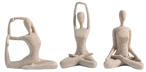 postura yoga, 3 figuras resina para yoga, decoración mesa yoga, decoración escritorio