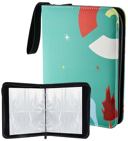 480 Pockets Trading Card Binder Cards Holder Album, 60 Pages 4-Pocket Card Binder PU Leather Collectible Card Album with Zipper for Boys Girls Collector
