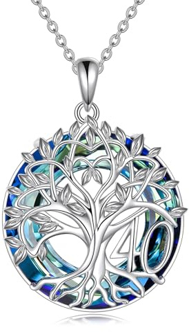 YFN Collana in argento Sterling con albero della vita, regalo di compleanno per i 16/18/30/40/50/60/70 anni, Argento sterling, Non pietra preziosa