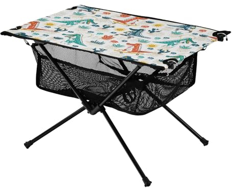 FRODOTGV Faltbarer Tabletttisch, niedlicher Krokodil-Kaktus, zusammenklappbar, mit Aufbewahrungstasche, für Outdoor, Kochen, Picknick, Camping, Reisen