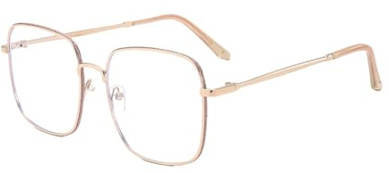 Blaulichtblockierende Brille, UV-Blaulicht-Blockierbrille, Anti-Blaulicht, Computerbrille, Metallrahmen, UV-Schutz, Brille für Damen und Herren, Roségold