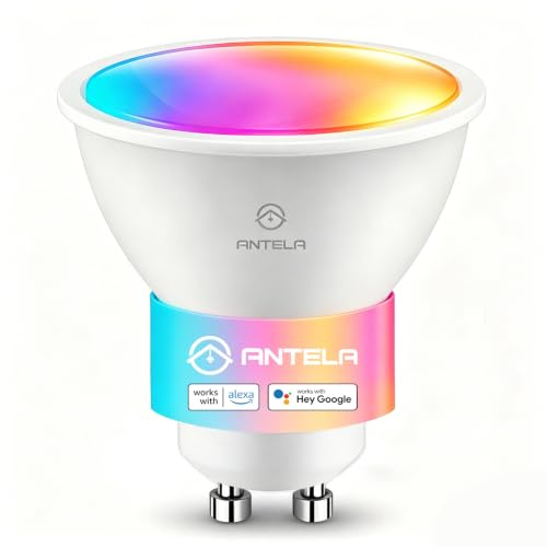 ANTELA Smart Alexa Glühbirne GU10 5W LED WLAN, 1 Stück | RGBCW, Smart Life APP Steuerung, Google Home kompatibel, 2,4GHz