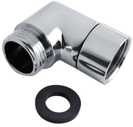 ANBOO 90 Grad Handbrause Adapter, 1/2 Zoll Brausearm-Winkelverbinder aus Massivem Messing Mit Dichtung, für Handbrausen Wandbrausen Duschfilteranschluss(Silber)