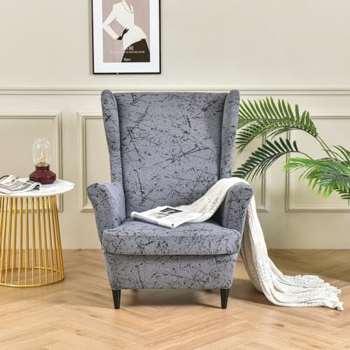 WYJHNLBEDC 2 Stück Ohrensessel überzug Stretch, Elastischer Sesselschoner | für Ohrensessel/loungesessel Outdoor/Sessel Wohnzimmer/Sofa 1 Sitzer
