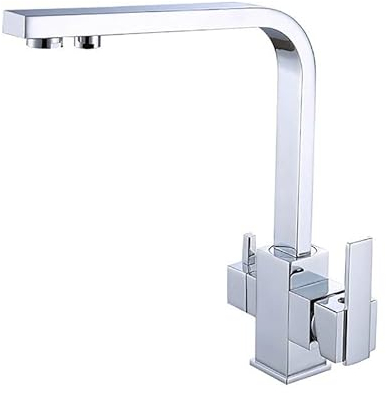ZYCDP 3 Wege Wasserhahn für Osmoseanlage, Wasserhahn Küche mit Filter Wasser, 360° Drehba 3 In 1 Mischbatterie Wasserfilter, Chrom
