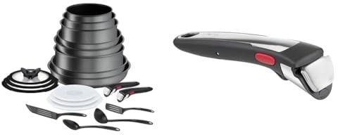 Tefal Ingenio Daily Chef ON 20 pieceNon-Stick Pan Set, 22&24&26&28 cm Frying Pans, 16&18&20 cm Sauce & Ingenio Premium Handle, Stainless Steel, Stackable, Removable, 100 Percent Safe, 10 Year Guara