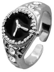 Vintage Uhrenring Golduhr Knuckle Ring Uhr Offener Fingerring Retro Stapelring Verstellbarer Handgefertigter Ringschmuck für Frauen und Mädchen