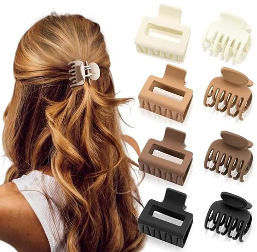 Lot de 8 pinces à cheveux à double rangée de petites pinces à cheveux antidérapantes pour femmes et filles, pour femmes et filles, cheveux épais et fins, cheveux longs bouclés épais et à prise large