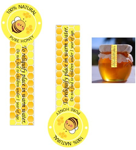 Manipulationssichere Aufkleber für Honiggläser, Flaschendeckel, 3,8 x 10,2 cm, sicher und manipulationssicher, Etiketten für Lebensmittelfrische, 500 Stück