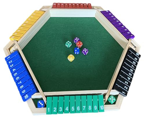 Shut The Box Würfelspiel, Würfelbrett, Würfelbrett aus – wasserdichtes Spieldeckel-Design für 6 Spieler, klassisches Brettspielerlebnis auf Tisch und PU