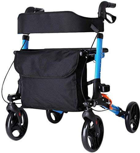 sjdoPulse Leichte Reisefalte Für Senioren, Ultra-Mobilitätshilfe Mit Vier Rädern, Rollator-Gehgestell, Höhenverstellbar, Kostenlose Installation, Blau, Platzsparend,Blue