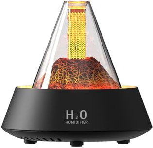Hyunlai Aroma Diffusor 7-Farben Gradient Duftöl Diffuser ätherisches Öl Diffusor 80 ml kleine Lava Flamme Luftbefeuchter für Hotel Schlafzimmer Büro Wohnzimmer Yoga (schwarz)