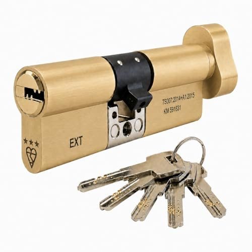 IRONWORX® Spectre Ottone 40mm (giro) / 60mm (chiave) (100mm) Serratura per porta a cilindro europeo di massima sicurezza, approvata dalla polizia TS007 BSI 3 Stelle con funzione di sblocco di