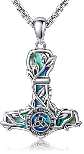 CUPENDA Thor Hammer Halskette Sterling Silber Wikinger keltischer Knoten Mjolnir Anhänger Vegvisir Schmuck Geschenke für Männer Frauen