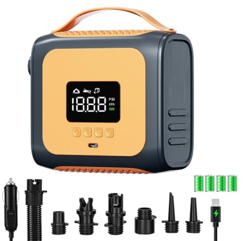 Zetta 138 SUP Pump 20PSI High Pressure Paddle Board Pump Quick Portable SUP Air Pump,Auto-Off &12V DC Car,6 Nozzles for for Inflatable Stand up Paddle Boards,Boats,Inflators